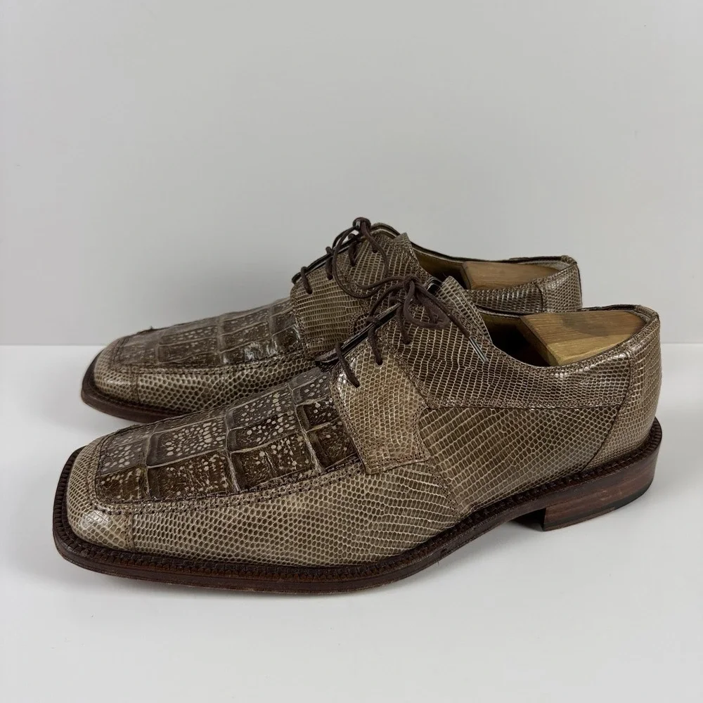 David Eden X Derby Dress Shoes Mens Size 10 Genuine Crocodile Lizard Exotic